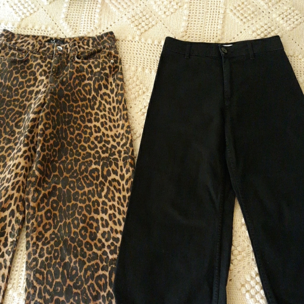 2 pairs Zara cropped wide leg pants